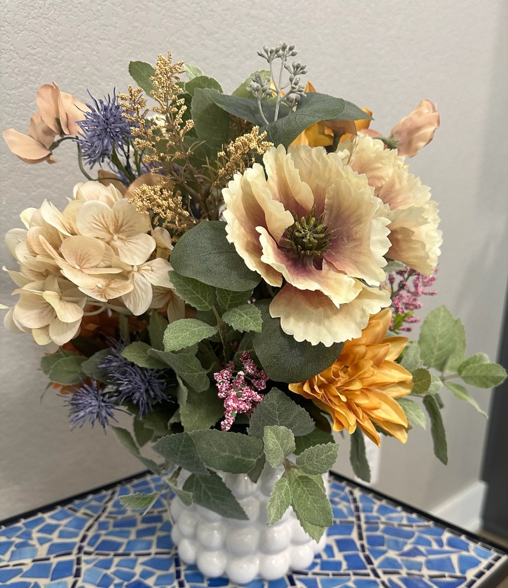 Faux flower arrangement by Schwick&rsquo;s Picks